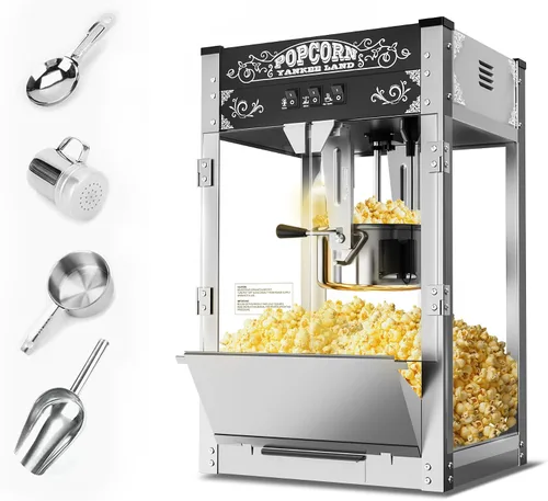 Vista 26 de Máquina de palomitas de maíz de 8 onzas con carro, máquina para hacer maíz con ruedas y hervidor de acero inoxidable que hace hasta 32 tazas