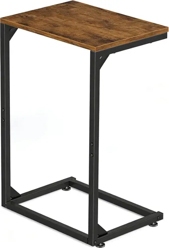 Vista 11 de Simple Trending - Mesa auxiliar en forma de C, mesa lateral para sofá, pequeña mesa de sofá con bandeja para TV y marco de metal para sala de estar