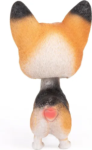 Vista 3 de Perros de juguete con cabeza móvil para el tablero del automóvil, cachorros con cabezas que se agitan, decoración para auto (Corgi Negro)