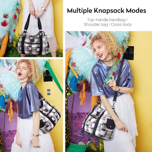 Vista 2 de Angel Barcelo - Bolsa de hombro amplia para mujer, diseño Hobo, cuero lavado