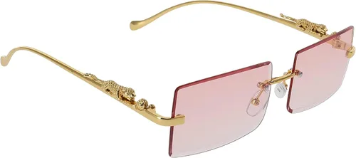 Vista 3 de Gafas de sol impecables rectangulares sin montura vintage para mujeres y hombres