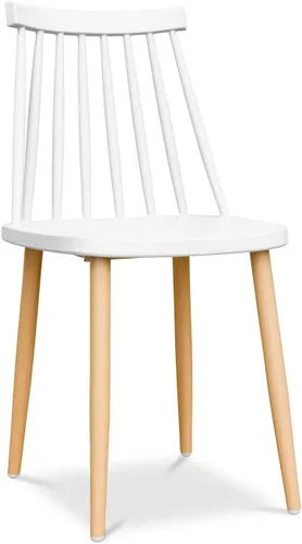 Vista 5 de Sillas de comedor de plástico de mediados de siglo de 18 pulgadas en blanco (juego de 4)