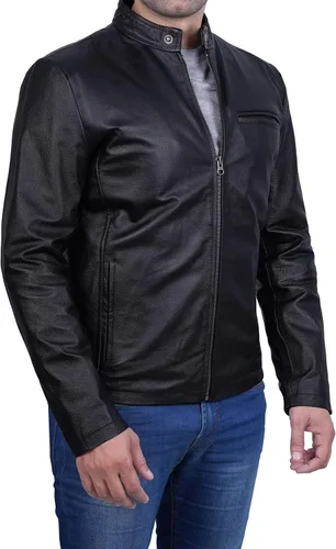 Vista 13 de Blingsoul Real Lambskin Leather Jacket Men - Chaquetas de cuero para Hombres