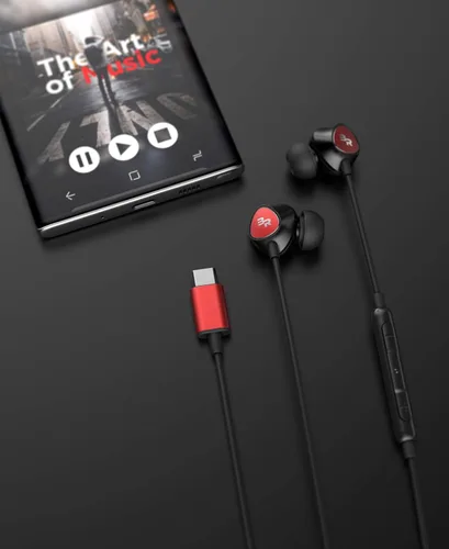 Vista 3 de Bolle & Raven Thore - Auriculares USB tipo C Auriculares intrauditivos con cable con micrófono remoto para S21 / S22 / S23 / S24 / S25 Ultra Rojo