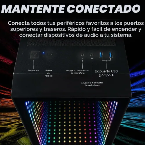 Vista 6 de Continuum Micro Gaming PC RTX 5060 Ti 8GB, AMD 8-Core Ryzen 7 5700X CPU, 16 GB RAM, 512 GB Gen4 NVMe SSD, escritorio Gamer con Windows 11 Pro