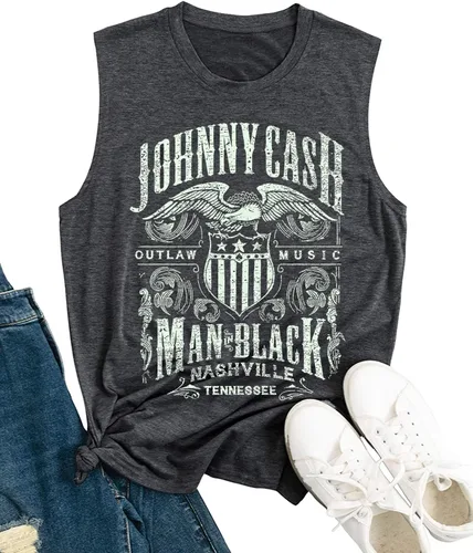 Vista 3 de Camiseta sin mangas con diseño de música country para mujer, estilo vintage de Nashville Tennessee con gráficos, de verano, casual, para vacaciones