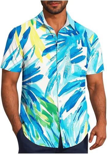 Vista 8 de Zeiyignr Camisa hawaiana para hombre con bolsillo, manga corta, con botones, resistente a las arrugas, para playa, fiestas en la piscina, vacaciones
