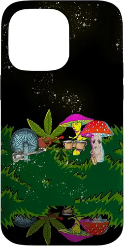 Vista 21 de Jamming Mushrooms Weed - Carcasa para iPhone 17, diseño psicodélico de cannabis 420