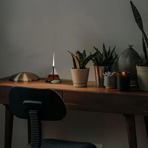Vista 5 de Lámpara de aceite de cono pequeño líquido recargable - Vela de aceite de vidrio borosilicato resistente (cono)