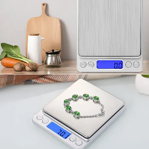 Vista 7 de Báscula digital pequeña, 6.6 lbs/0.00 oz, 6.6 libras, báscula de cocina, báscula de alimentos, con pantalla LCD retroiluminada azul, 6