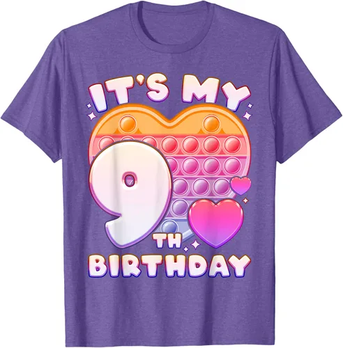Vista 7 de Pop-it Birthday Girl 9 años de edad, Push it Pop Fidget Bubble Camiseta, Negro