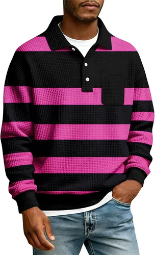 Vista 37 de Camisas de manga larga con botones a cuadros para hombre, con cuello de manga larga, estilo casual, elegante, a cuadros