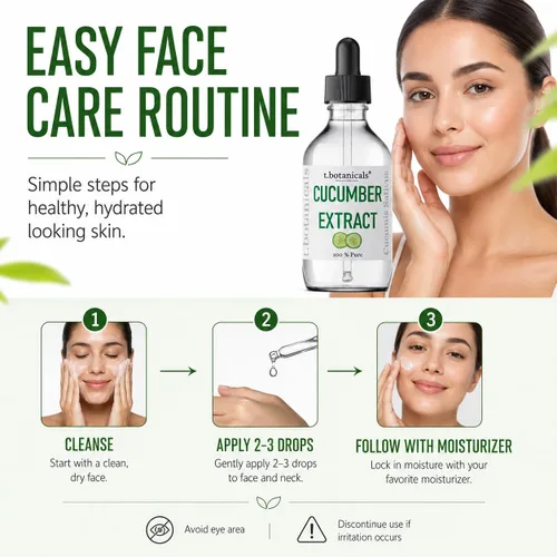 Vista 6 de t.botanicals Extracto de pepino puro, glicerito líquido, suero sin alcohol para mascarilla de lavado facial, formulaciones cosméticas corporales