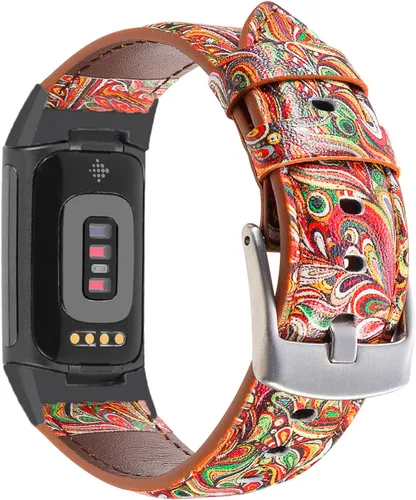 Vista 9 de Leather Bands Compatible with Fitbit Charge 5,Replacement Genuine Leather Straps for Women Men,Soft Leather Adjustable Watch Band Replacement