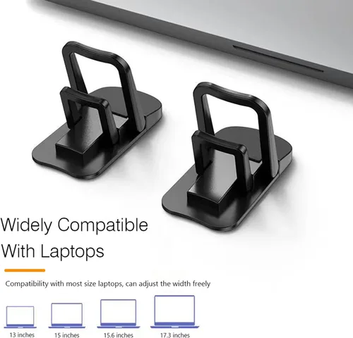 Vista 8 de 2 piezas de soporte para laptop plegable mini de aleación de zinc, elevador portátil para teclado de computadora con 2 ángulos ajustables, soporte