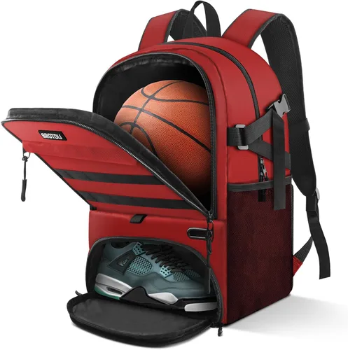 Vista 5 de BROTOU - Bolsa de baloncesto, mochila de fútbol, mochila de voleibol, mochila para fútbol, bolsa deportiva para gimnasio con compartimento