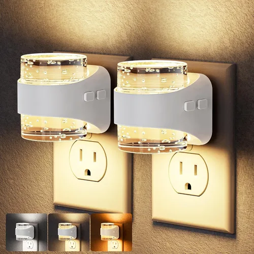 Vista 22 de Briignite Luces nocturnas que se enchufan en la pared, diseño de burbujas Plateado