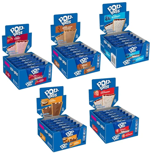 Vista 11 de Pop-Tarts Pasteles tostadores, alimentos para el desayuno, aperitivos para niños, azúcar moreno esmerilado canela (144 tartas)