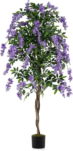 Vista 14 de Árboles artificiales ficus de 5.5 pies para decoración de interiores o exteriores