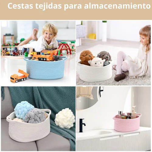 Vista 6 de Happyiren Linda Cesta Tejida para Regalo – Cesta de Regalo Vacía Beige para Guardería, Regalos de Fiesta de Bebé, Cumpleaños, Boda, Cestas Boo