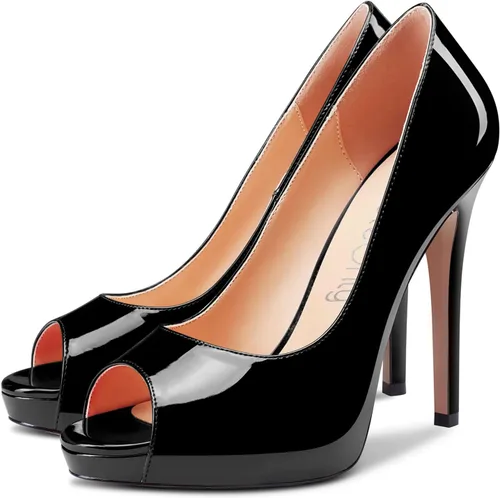 Vista 4 de NobleOnly Sandalias de tacón alto para mujer, con puntera abierta, sin cordones, transparentes, bonitas, para fiesta, tacones de 4.7 pulgadas