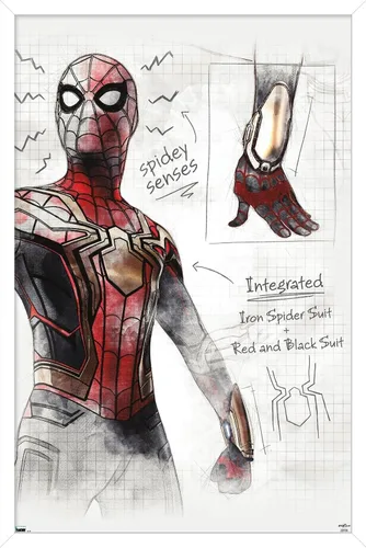 Vista 14 de Trends International Marvel Spider-Man: No Way Home - Póster de pared de bocetos, 22.4 pulgadas de largo x 14.7 pulgadas, versión enmarcada