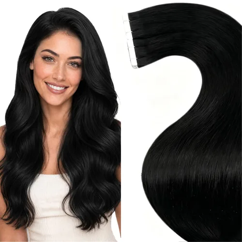 Vista 61 de LaaVoo - Extensiones de cabello humano con cinta adhesiva, color marrón a rubio ceniza, extensiones de cabello humano real, cintas en extensiones