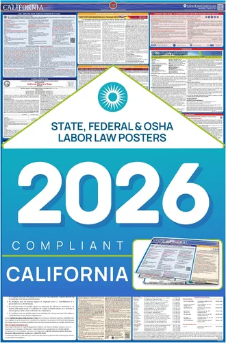 Vista 12 de Póster actualizado de la ley laboral de California 2026 – Cumplimiento estatal y federal – OSHA, EEOC, FMLA, salario mínimo – Póster de empleo