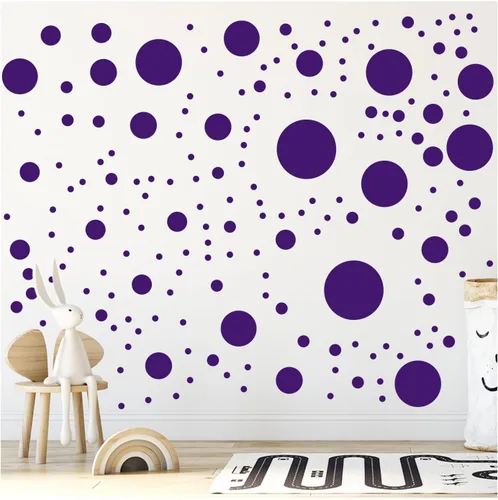 Vista 12 de Más de 500 calcomanías de pared de círculos de lunares surtidos para dormitorio de niños, sala de estar, aula, sala de juegos, calcomanías de pared