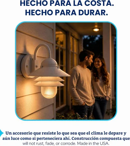 Vista 8 de KastLite Aplique Náutico de Pared para Exteriores - Farol Costero No Metálico Resistente al Óxido e Impermeable - Luminaria Certificada UL