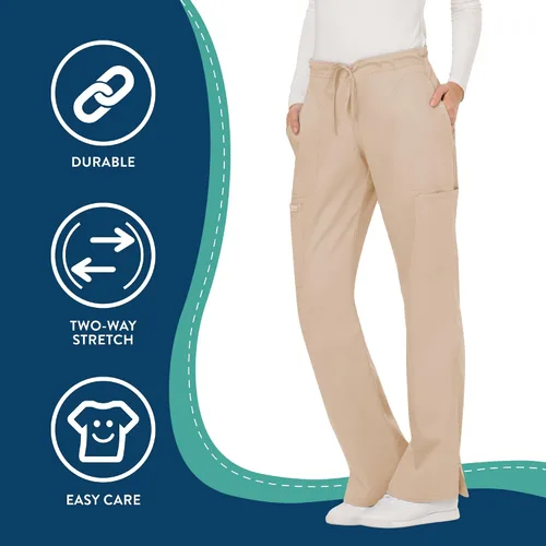 Vista 4 de Cherokee - Pantalones quirúrgicos elásticos Workwear Revolution WW120 para mujer, suaves y con cordón ajustable