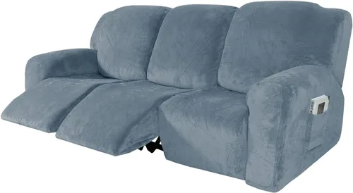 Vista 24 de IMYOGI Fundas para sofá de alta elasticidad de terciopelo para sofá reclinable de 1, 2 y 3 plazas, protector de muebles con parte inferior elástica