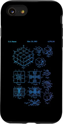 Vista 18 de Carcasa de matemáticas retro para iPhone 16 de cubo de rompecabezas competitivo Rubik Patent Speed Cubing