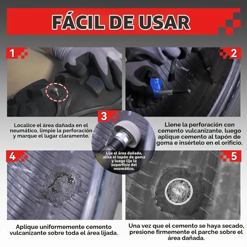 Vista 4 de Cimento Químico Vulcanizante – Cemento de Goma de Secado Rápido, Pegamento para Reparación de Neumáticos Multiusos, Kit de Parche de Neumático