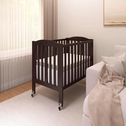 Vista 9 de Dream On Me Mini cuna portátil 2 en 1, cuna de bebé de tamaño no matrimonial para espacios pequeños, 2 alturas de colchón, diseño compacto de viaje