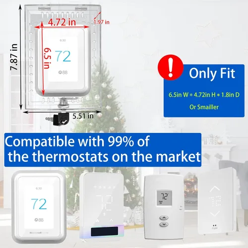 Vista 2 de Caja de bloqueo universal de termostato con llave, protector de termostato grande transparente para termostatos en pared, protector de termostato
