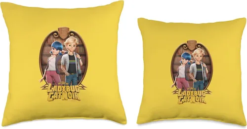 Vista 3 de Miraculous Ladybug and Cat Noir The Movie Marinette Adrien - Almohada de 16 x 16 pulgadas, multicolor