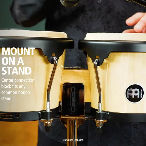 Vista 6 de Meinl Percussion HB100SNT-M bongós de madera natural de 6 3/4 y 8 pulgadas, Natural Bongos profesionales de madera duradera para adultos con llave