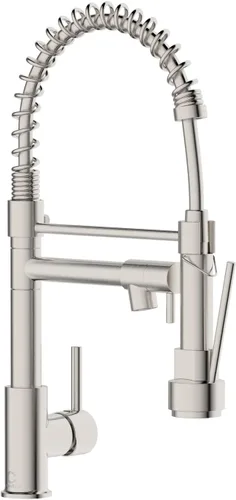 Vista 18 de Grifo de cocina con dispensador de jabón, grifos de fregadero de cocina de resorte de una sola manija con rociador desplegable y placa de cubierta