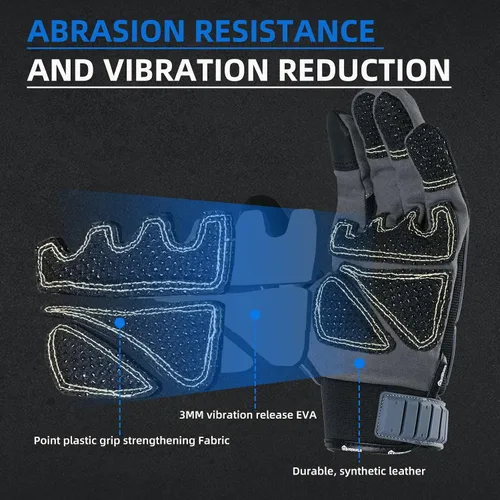 Vista 4 de ANDANDA Guantes de trabajo resistentes para hombre, guantes de trabajo antiimpacto, TPR antivibración, antideslizantes, aptos para pantalla táctil
