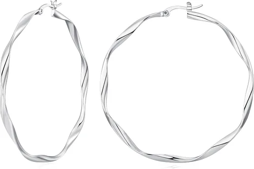 Vista 12 de Aretes de aro de plata para mujer, chapados en oro de 14 quilates Oro 40 mm.