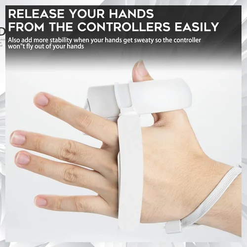 Vista 3 de (1 Pair) Orzero Adjustable Hand Grip Straps Accessories for Quest 2 VR Gaming Headset Controller, Handle Dropping Prevention - White
