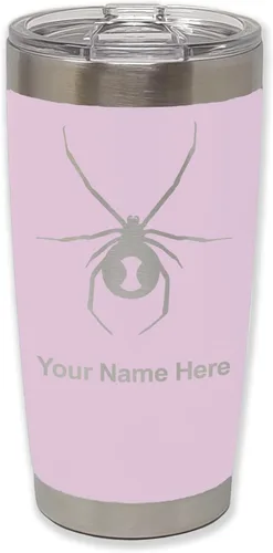 Vista 19 de LaserGram Vaso aislado al vacío de 20 onzas, araña viuda negra, grabado personalizado incluido (negro)