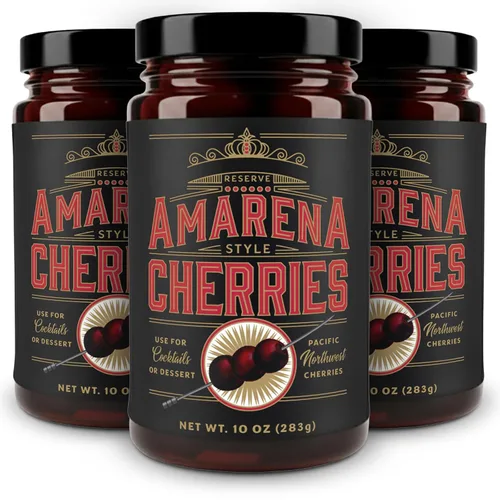 Vista 11 de Cerezas amarena de cóctel en almíbar, 10.5 onzas (más de 30 unidades) - Guarnición de cóctel de whisky bourbon de alta calidad, cerezas oscuras