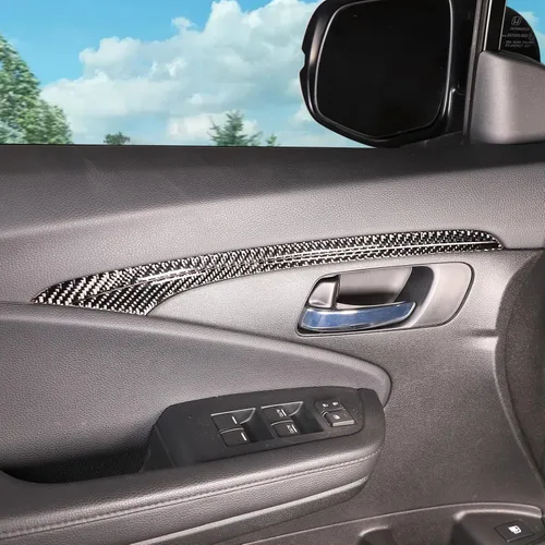 Vista 4 de 4 piezas de decoración de puerta delantera para Honda Pilot 2016-2022, fibra de carbono, paneles interiores de puerta interior automotriz