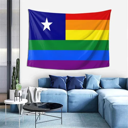 Vista 9 de LIFANGMI Bonnie Blue Pride Rainbow LGBT Flag Tapestry Wall Hanging 60x40 Inch Bedroom Living Room Dormitory Home Decoration Wall Tapestry