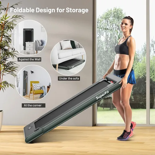 Vista 4 de GYMAX Almohadilla para caminar, pantalla LED dual 2 en 1, caminadora para debajo del escritorio para el hogar con control remoto y aplicación
