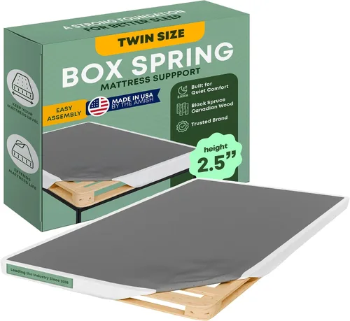 Vista 27 de Greaton, 10” Twin Box Spring Only for Twin Size Bed – Amish-Made in The USA – Solid Wood Mattress Foundation with Stable & Quiet Support