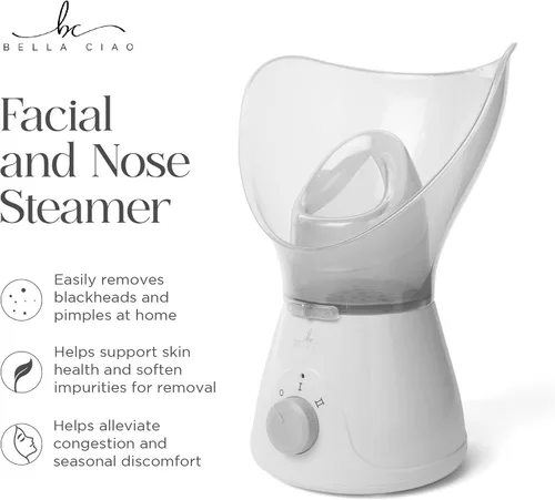 Vista 2 de Bella Ciao Juego de vaporizador facial de 11 piezas, vaporizador facial portátil para limpieza profunda, hidratación y cuidado de los poros, kit