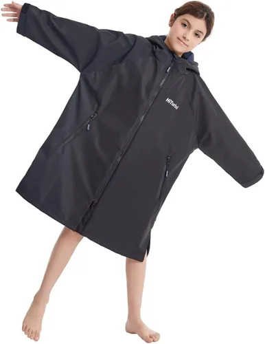 Vista 6 de Hiturbo Parka de natación impermeable para niños abrigo de natación resistente al viento, forro polar fino, chaqueta de nadador de gran